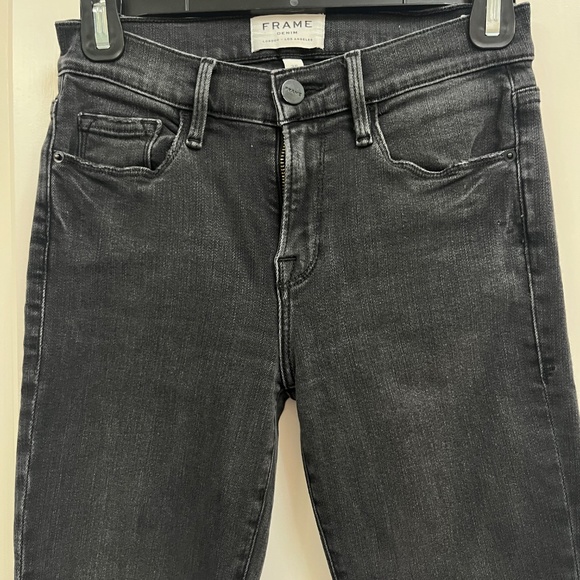 FRAME Denim Le Skinny de Jeanne Micoy – Black Raw Hem Jeans, Size 25 - Picture 6 of 9